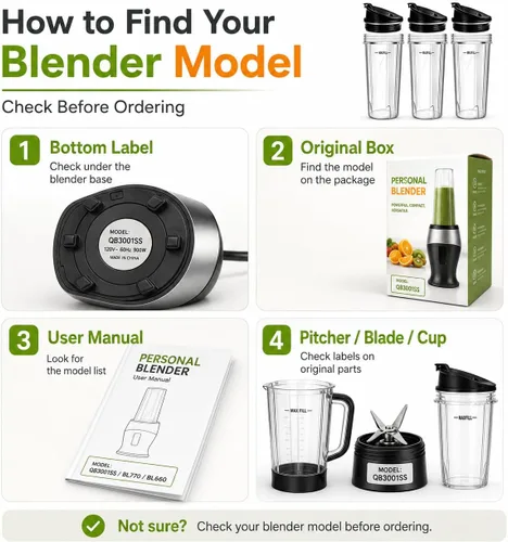 Miniatura 2 de Vasos de repuesto de 16oz para licuadora Ninja - Paquete de 3 vasos de licuadora Ninja con tapas, compatibles con Ninja QB3001SS, BL770, BL780