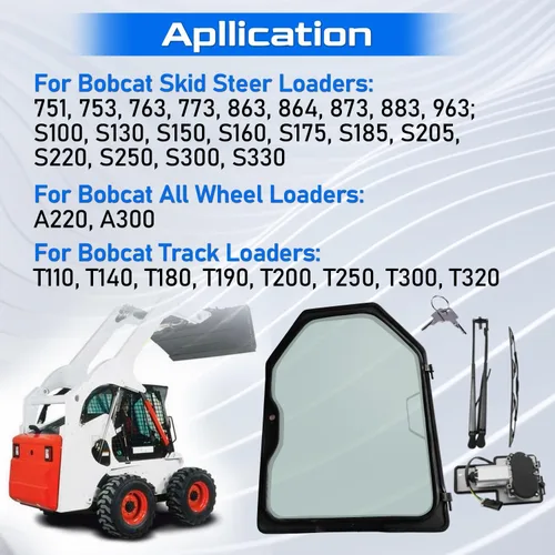 Miniatura 3 de 7109665 6729776 - Marco de puerta delantera y montaje de ventana compatible con Bobcat T110 T140 T180 T190 T200 T250 T300 T320 751 753 763 863 864