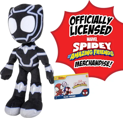 Miniatura 6 de Marvel Spidey and His Amazing Friends - Figura de peluche de 8 pulgadas de Black Panther – Figura de juguete de Spider-Man – Producto