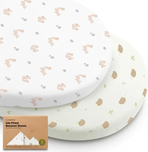 Miniatura 16 de Paquete de 2 sábanas de moisés para bebé niña y niño - 33x17 viscosa derivada de bambú, sábanas ajustables para colchón de moisés junto a la cama