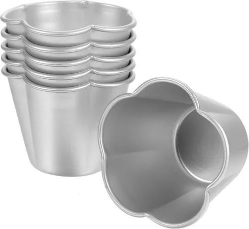 Miniatura 11 de SHERCHPRY 6 moldes de aluminio para tarta de huevo, latas de tarta pequeñas, moldes para cupcakes, moldes para pudín para hornear en casa estilo4