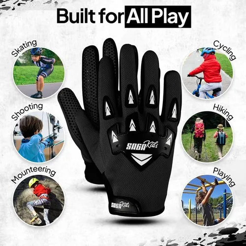 Miniatura 6 de Guantes de motocross juveniles, protección profesional para motociclistas de cross y BMX, equipo de alto rendimiento para niños y niñas, diseñados