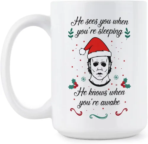 Miniatura 3 de LIBBY'S BENCHMARK27 DESIGNS Michael Myers Taza de café de Navidad Michael Myers
