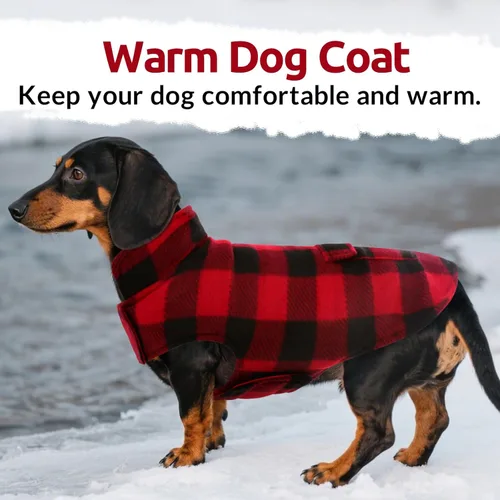 Miniatura 5 de Asenku - Abrigo de invierno para perros, diseño a cuadros reversible, impermeable, para climas fríos, para perros pequeños, medianos y grandes