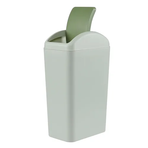 Miniatura 9 de Bote de basura de plástico de 3 galones con tapa giratoria, cubo de basura oscilante, color gris