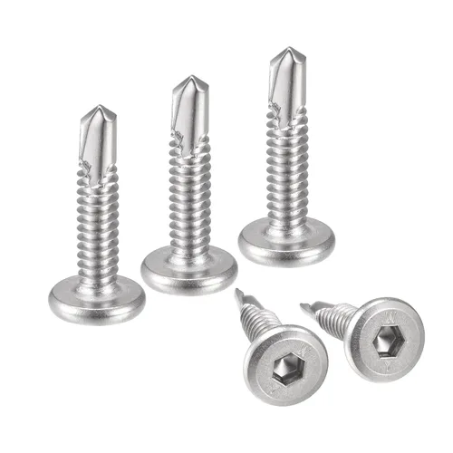 Miniatura 20 de uxcell Tornillos Autorroscantes de Hexágono Interior, 1/4 x 1-5/8" Tornillo de Perforación de Cabeza Plana de Chapa de Acero Inoxidable 410, 100