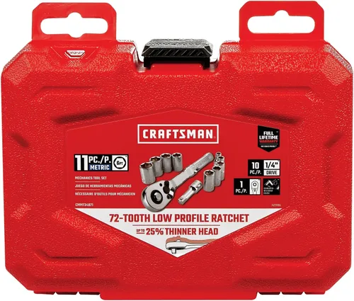 Miniatura 5 de CRAFTSMAN CMMT34871 - Juego de herramientas mecánicas, métrico, transmisión de 1/4 pulgada, 11 piezas