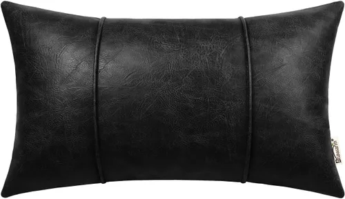 Miniatura 37 de BRAWARM Fundas de Almohada Decorativa de Cuero Café de 22 x 22 Pulgadas - Funda de Almohada de Piel Sintética con Ribetes, Almohada Decorativa