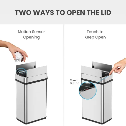Miniatura 3 de iTouchless Cubo de basura redondo, perfecto para el hogar, cocina, oficina, cubo de basura con sensor sin contacto de 13 galones con sistema