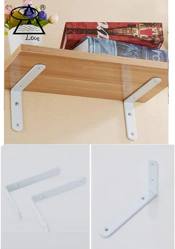Miniatura 6 de Soportes para estantes de color blanco, 4 pulgadas, 6 pulgadas, 8 pulgadas, 10 pulgadas, soporte de estante de metal, grosor de 0.157 in, ángulo