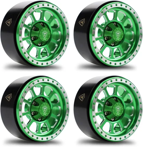 Treal 1.9 Beadlock Wheels Heavy Duty CNC Aluminum Crawler RC Wheel 4pcs-Set para 1:10 TRX-4 Axial SCX10 II SCX10 III (verde) 4.09 oz/pc -Tipo C