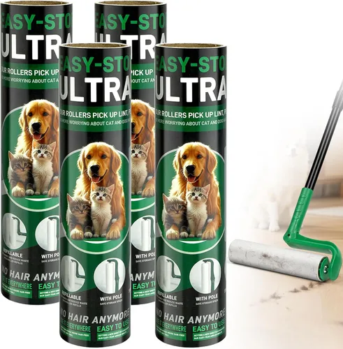 Miniatura 8 de Rodillo de pelusa grande de 10 pulgadas para pelo de mascotas extra pegajoso, rodillos de pelusa de suelo de mango largo con rodillos de pelusa Azul
