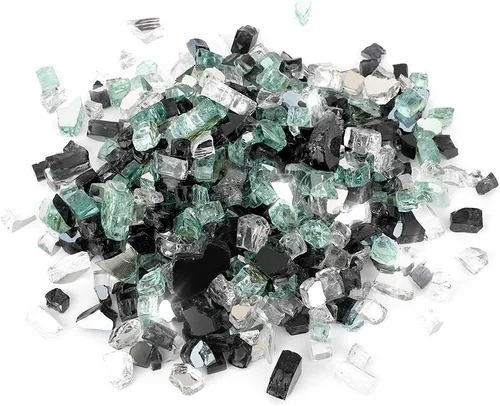 Miniatura 16 de Stanbroil - Vidrio ignífugo mezclado de 10 libras – Cristal de fuego templado reflectante de 1/4 pulgadas mezclado azul aguamarina, platino, cobre