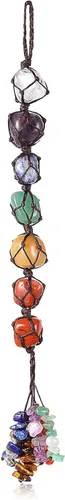 Adorno colgante de 7 piedras preciosas de cristal curativo, decoración de pared interior del hogar, adorno de Feng Shui, decoración de ventana de