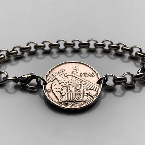 Miniatura 3 de 1957 España España Moneda 5 Pesetas Pulsera Hombre Águila de San Juan Escudo Español Madrid Barcelona Murcia Asturias Cataluña Las Palmas Vigo Gijón
