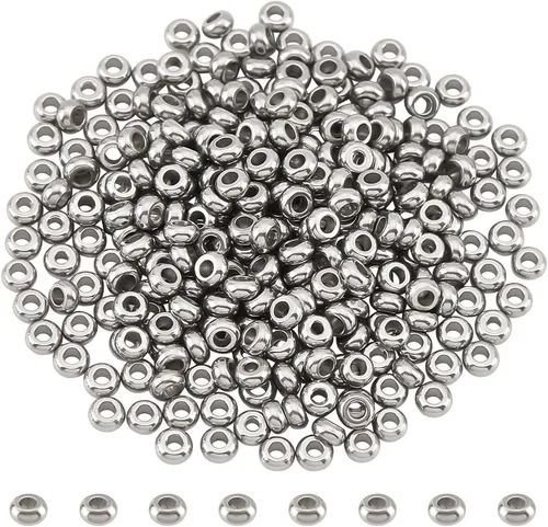 Miniatura 15 de NBEADS 100 cuentas espaciadoras de metal redondas lisas de acero inoxidable 304 de 0.315 pulgadas, cuentas sueltas para hacer joyas de bricolaje 100