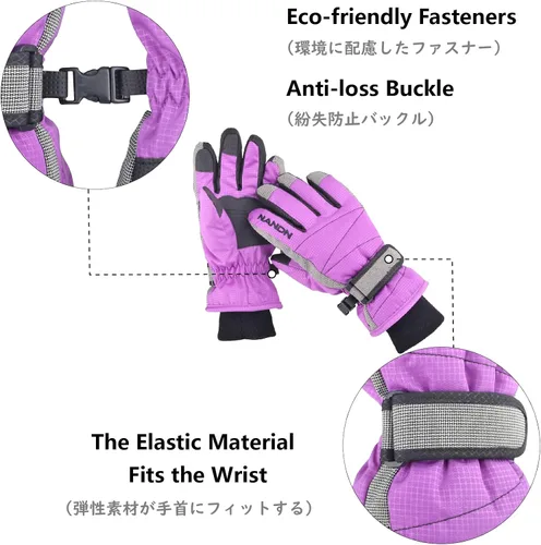 Miniatura 3 de JEELAD Guantes de esquí para niños y niñas, guantes de nieve de invierno, resistentes al viento, guantes de ciclismo para niños y niñas, clima frío