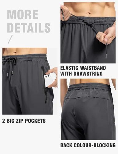 Miniatura 5 de TBMPOY Pantalones de viaje ligeros para hombre, atléticos, para deportes al aire libre, cintura elástica, resistentes al agua, 2 bolsillos