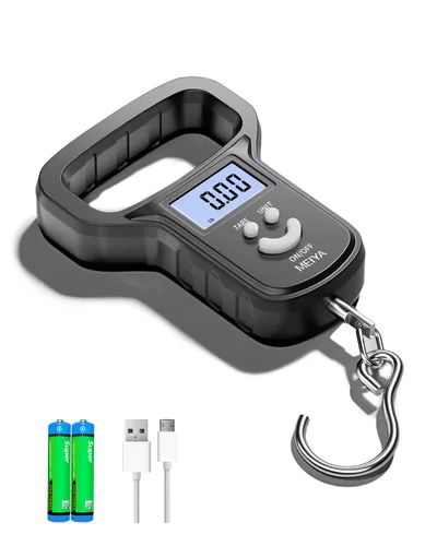 Miniatura 9 de MEIYA Báscula de Pescado/Báscula de Pesca: Doble Alimentación (Batería/Recargable), Mango Extra Ancho, Pantalla LCD Retroiluminada, Incluye 2