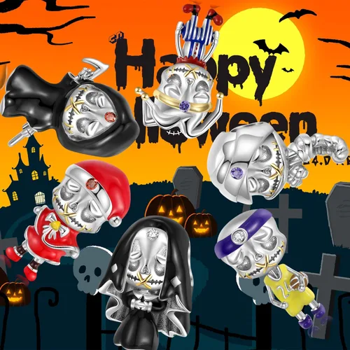 Miniatura 2 de Dijes de calavera para mujer, pulsera de plata de ley 925, dijes de anime para serpiente europea, collar para hija, hermana, regalos de cumpleaños