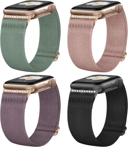Miniatura 43 de Paquete de 4 correas elásticas Solo Loop compatibles con Apple Watch de 1.496 pulgadas, 1.575 pulgadas, 1.614 pulgadas, 1.654 pulgadas, 1.732