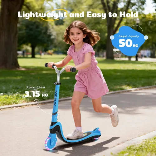Miniatura 4 de Patinete de 2 ruedas, scooter para niños con ruedas y cubierta iluminadas, altura ajustable, 2 ruedas para niños de 5 a 7 años, scooters para niños