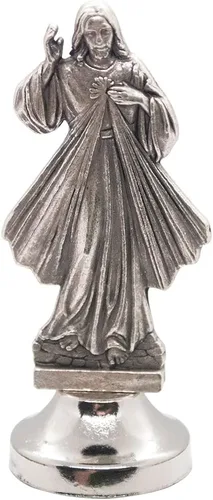 Miniatura 8 de VILLAGE GIFT IMPORTERS Mini estatua de santo Figuras clásicas cristianas y católicas Metal plateado Parte inferior adhesiva Decoración