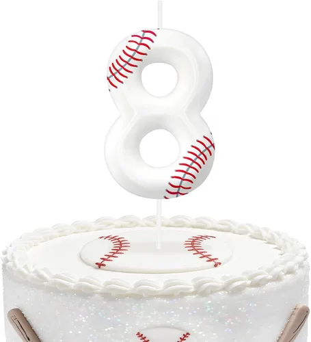 Miniatura 87 de Velas de cumpleaños con el número 0 de béisbol, decoración de pastel con temática de béisbol para niños y niñas, decoraciones de pasteles