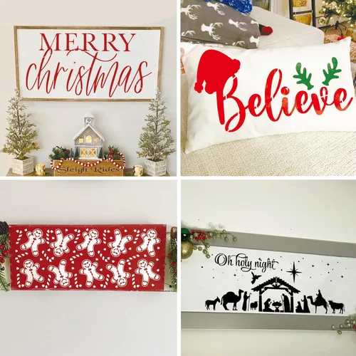 Miniatura 5 de Plantillas navideñas para pintar sobre madera, reutilizables, grandes, Merry Christmas Believe, plantillas para ventana, colgador de puerta
