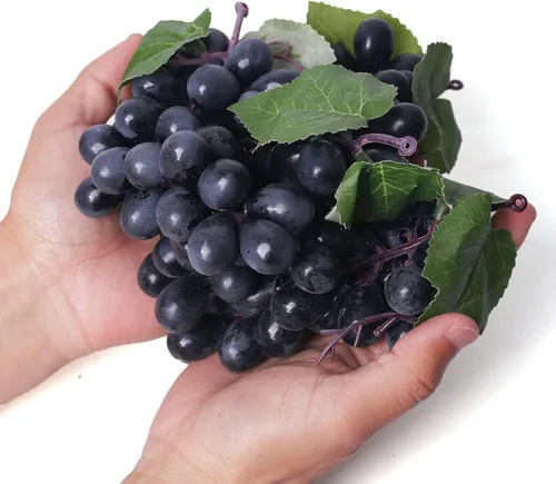 Miniatura 3 de 5 racimos de uvas falsas de goma, paquetes de uva falsa para el hogar, casa, cocina, fiesta, boda, fotografía, decoración, color negro
