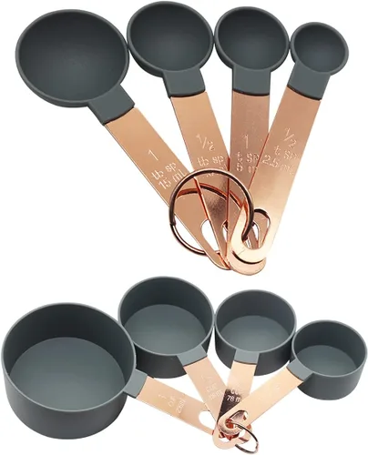 Miniatura 8 de Juego de taza medidora y cuchara medidora, juego de 8 tazas medidoras de líquidos o juego de tazas medidoras en seco, juego de cuchara medidora
