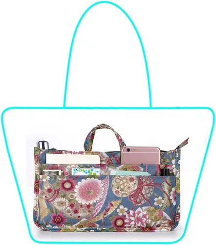 Miniatura 2 de BTSKY Organizador de bolso de impresión dentro del bolso, alta capacidad, 13 bolsillos, organizador con asa, girasol