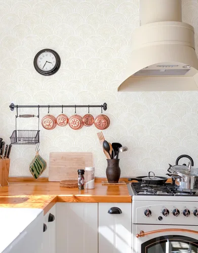 Miniatura 7 de Papel tapiz neutro para despegar y pegar, papel de contacto bohemio, geométrico, autoadhesivo, extraíble, para dormitorio, baño, cubículo, beige