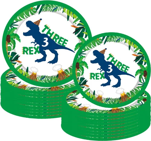 Miniatura 8 de Decoraciones de fiesta de cumpleaños de tres dinosaurios Rex, suministros de fiesta de cumpleaños de dinosaurios, arco de globos de dinosaurio
