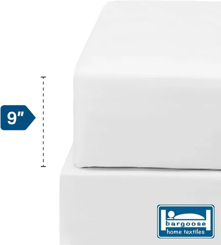 Miniatura 3 de Bargoose Funda de colchón ajustable Protector de cama de vinilo Protege contra plagas y líquidos Barrera contra alérgenos y ácaros del polvo