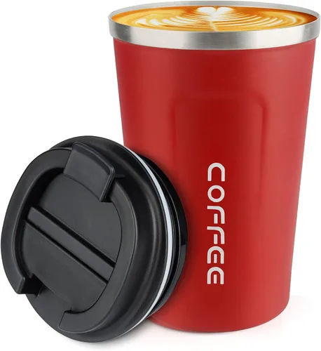 Miniatura 8 de Vaso térmico de acero inoxidable de 12 onzas con aislamiento al vacío, taza de viaje a prueba de derrames con tapa, para mantener caliente/café