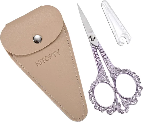 Sewing Embroidery Scissors, 4.5’’ Sharp Crochet Shears with Cover | All Purpose Tip Scissor, for Craft, Crochet, Cross Stitch, Needlework, Artwork,