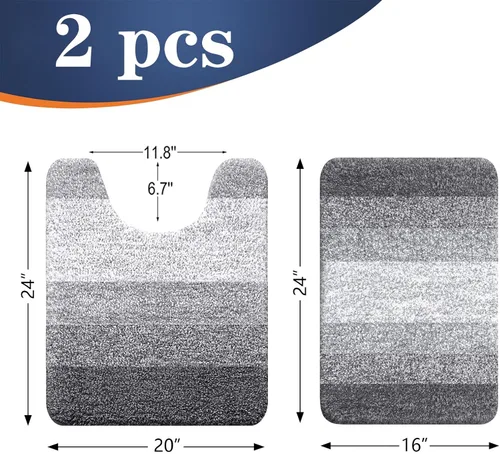 Miniatura 2 de OLANLY Juego de Alfombras de Baño de 2 Piezas, Tapetes de Baño de Microfibra Suave y Absorbente y Alfombra de Contorno en Forma de U para Inodoro