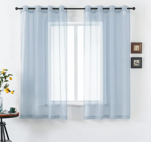 Miniatura 28 de DUALIFE Cortinas Amarillas de 72 Pulgadas de Largo para Dormitorio Juego de 2 Paneles con Ojales Ventana Semi Voile Filtrado de Luz Cortinas