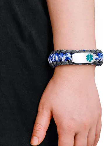 Miniatura 54 de Pulsera de alerta médica Paracord para hombres y mujeres Pulsera de identificación médica de acero inoxidable con hebillas de liberación lateral