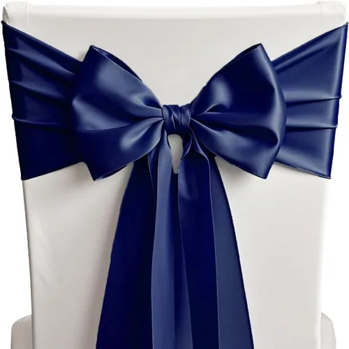 Miniatura 11 de 50 Bandas y Lazos de Satén Azul Bebé para Sillas para Decoración de Bodas, Fiestas de Cumpleaños y Fiestas - Cintas de 7x108 Pulgadas, Lazos
