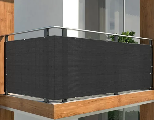 Miniatura 5 de Alion Home Elegante pantalla de privacidad para terraza, patio, balcón, valla, piscina, porche, barandilla (3 pies de altura) negro