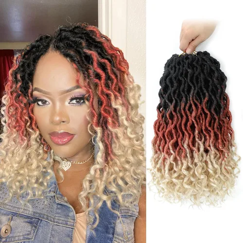 Miniatura 49 de Karida Rastas de cabello sintético de ganchillo de 18 pulgadas, 8 paquetes de cabello de ganchillo preanudado de diosa, rastas sintéticas onduladas