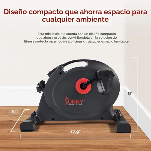 Miniatura 3 de Sunny Health & Fitness Smart Under-Desk Bike Exerciser, Low-Impact Cardio Cycling Equipment for Home/Office, Mini Paddler for Arm/Leg Mobility Negro