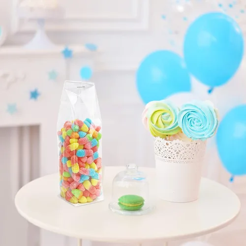 Miniatura 7 de Yotelab Bolsas de Celofán de Fondo Plano, 2 x 2 x 8.3 Pulgadas Bolsas de Celofán con Fuelle con Inserto de Papel, 100 Piezas