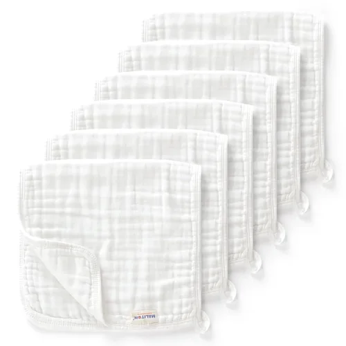Miniatura 14 de Maliton - Paquete de 6 paños de muselina para eructos para bebé niña, grandes, 20 x 10 pulgadas, 100 % algodón, absorbentes y suaves, 6 capas, paño