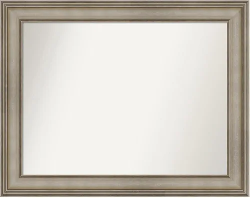 Miniatura 174 de Amanti Art Espejo de baño plateado para sobre el fregadero, 26 x 26 pulgadas, espejo cuadrado de plata antigua, marco de madera tradicional mediano