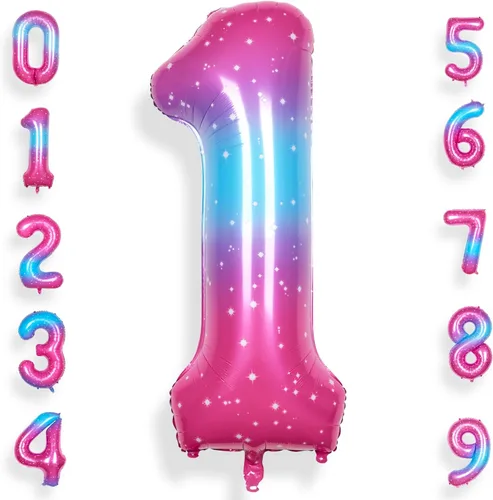 Miniatura 11 de Globo de número 0 de 40 pulgadas para niño o niña grande estrellado 0-9, globo de Mylar grande del número 0, globos de feliz cumpleaños 0