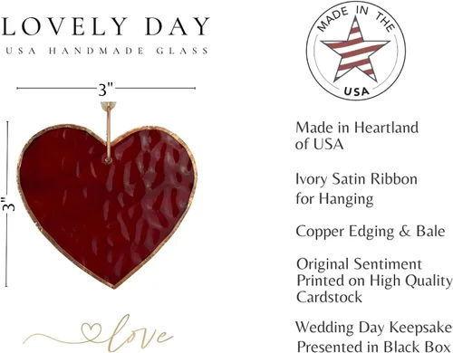 Miniatura 2 de 25 aniversario de boda: hermoso corazón de vitrales - Adorno de recuerdo sentimental 25 y significativo para la pareja casada - Hecho a mano