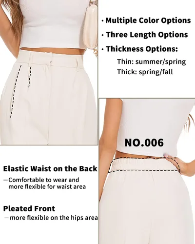 Miniatura 4 de FUNYYZO Pantalones de trabajo de cintura alta para mujer, pantalones de vestir casuales de oficina con bolsillos 2023